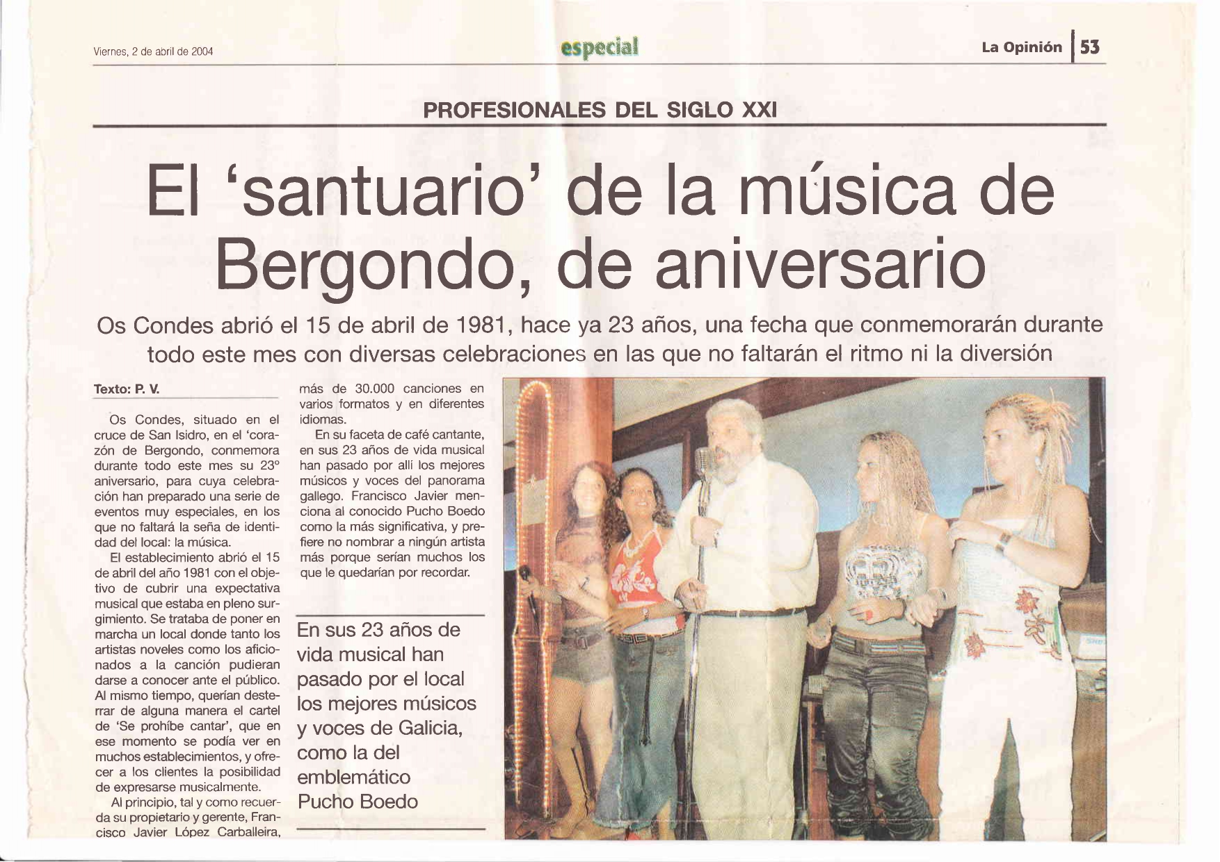 presencia en la prensa Artículo de la Opinión